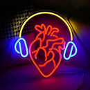 Heart With Headphone Neon Sign USB Power Music Heart Neon Light Dimmable Music Lover Led Art Sign Wall Decor for Bedroom Bar Party Studio Unique Gift for Music Enthusiasts by CozyNest Decor