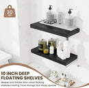 Fun Memories 24 Inch Floating Shelves Wall Mounted, 10 Inch Deep Wall Shelves, 24 x 10 Floating Shelf for Living Room Bathroom Bedroom, Black, Set of 2 by CozyNest Decor