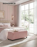 SONGMICS Velvet Storage Ottoman Bench, Foot Rest with Legs, 15.7 x 43 x 15.7 Inches, End of Bed Bench, Storage Chest, Load up to 660 lb, for Living Room, Bedroom, Entryway, Jelly Pink ULSF089R01 by CozyNest Decor