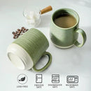 Hasense Stoneware Coffee Mugs Set of 6, 15 Oz Large Coffee Cups with Handle, Tea Mugs for Men and Women, Modern Coffee Mug for Cappuccino, Milk, Cocoa, Microwave & Dishwasher Safe, Green by CozyNest Decor