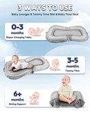 Baby Lounger Pillow : 3-in-1 Infant Lounger for Newborn 0-24 Months, Portable Tummy Time Mat for Home and Travel, Breathable & Soft Baby Seat for Baby, Babies Essentials Gifts, Grey by TinyTreasures Baby Boutique