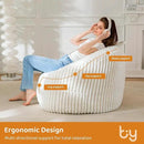 BYBYME Giant Bean Bag Chair for Adults and Kids, Large Comfy Cozy Beanbag, Floor Sofa for Teens, Living Room, Gaming, Reading, Beige by CozyNest Decor