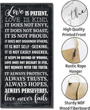 1 Corinthians 13:4-8 Inspirational Hanging Wood Decor Sign, Printed Wood Sign, Love is Patient, Love is Kind Quote, Hanging Bible Verses Woods Wall Signs, Rustic Home Decor Signs, Christian Gift A1 by CozyNest Decor
