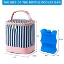 Breastmilk Cooler Bag with Ice Pack Fits 4 Baby Bottles Up to 9 Ounce, Baby Bottle Cooler Bag Suitable for Nursing Mom Daycare, Straps by TinyTreasures Baby Boutique