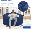 5FT Bean Bag Chair, Large Bean Bag Chairs with Memory Foam Filled, Fluffy Beanbag Sofa with Dutch Velvet Cover, Round BeanBag Chairs for Living Room, Playroom - Blue by TinyTreasures Baby Boutique