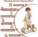 Baby Balance Bike Toys for 12-36 Months Kids Toy Boy and Girls Gifts Toddler Best First Birthday Gift Children Walker No Pedal Infant 4 Wheels Bicycle (Classic, White) by TinyTreasures Baby Boutique