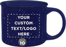 DISCOUNT PROMOS Custom Ceramic Campfire Coffee Mugs 13 oz. Set of 10, Personalized Bulk Pack - Perfect for Tea, Espresso, Cappuccino, Hot Cocoa - Blue by TinyTreasures Baby Boutique