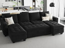 Belffin Modular Sectional Sleeper Sofa with Pull Out Bed Velvet Convertible U Shaped Sectional Sofa Couch with Storage Chaises for Living Room Black by CozyNest Decor