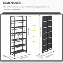 4NM No Assembly Foldable Bookshelf, 6-Shelf Collapsible Bookcase Storage for Small Spaces, 74" H, All Black by CozyNest Decor