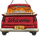 Interchangeable Welcome Sign for Front Door Red Farmhouse Truck Decor Hanging Sign with 11 Interchangeable Seasonal and Holiday Decor Signs 12x14 in. (Country Rustic) by CozyNest Decor