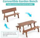 AVAWING Outdoor Convertible Wood Bench with Backrest, Patio Wood Convert a Bench, Space-Saving 2-in-1 Picnic Table Chairs Set for Backyard, Porch, Patio, Garden, Brown by CozyNest Decor