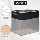 Large Fabric Storage Baskets | 50L Storage Bins, Decorative Linen Closet Baskets with Handles for Organizing, Shelf, Toys, Clothes, Home, Office, Nursery, 17x12x15Inches (Gray&Black) by CozyNest Decor