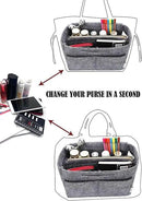 LEXSION Felt Purse Bag Organizer Insert with zipper Bag Tote Shaper Fit Speedy Neverful PM MM by CozyNest Decor
