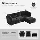 102.6" Modular Sectional Sofa, L Shaped Couch Set for Living Room, 3-Seater Comfy Cloud Couches with Movable Storage Ottoman,DIY Combination - Chenille Black by CozyNest Decor