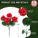 Hananona 12 Bundles Artificial Geranium Flowers for Outdoors Silk Geranium Flowers Outdoor UV Resistant Garden Plants Faux Flower for Home Kitchen Table Centerpieces Decor (12, Red) by CozyNest Decor