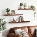 Floating Wall Shelves 3-Pack - 24-Inch Rustic Brown Wooden Shelves for Storage and Décor, Easy Installation for Living Room, Bedroom, and Kitchen by CozyNest Decor