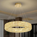 Dia 24" Modern Crystal Chandelier Gold Ring Chandelier Adjustable Height Luxury Crystal Pendant Ceiling Light Fixture for Dining Living Room Bedroom by CozyNest Decor