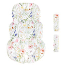 Infant Car Seat Insert, Car Seat Head Support Baby Girls Boys, Soft & Reversible Newborn Carseat Insert Cushion with 2 Strap Covers, for Stroller, Swing, Bouncer (White Wildflowers) by TinyTreasures Baby Boutique
