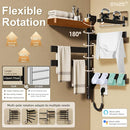 ENZE Smart Rotating Heated Towel Rack for Bathroom, Wall-Mounted Electric Towel Dryer with Swivel Bars & Shelf, Smart Timer, Low Carbon Steel, Plug-in/Hardwired, Towel Warmer with Wi-Fi App Control by TinyTreasures Baby Boutique