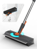 Floor Scrub Brush with Long Handle, 3 in 1 Multi-angle Swivel Right Angled Bristle Floor Scrubber Brush with Squeegee and Tweezer for Cleaning Tile Wall Deck Bathroom Patio Garage Kitchen (Grey) by GreenHaven Gardens
