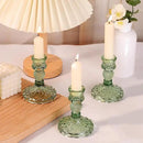 12Pcs Green Candlestick Holders Set- 4" H Taper Candle Holders Bulk, Glass Candle Holders for Wedding, Party, Romantic Dinner Table Centerpieces, Festival Gifts & Windowsill Decor by CozyNest Decor