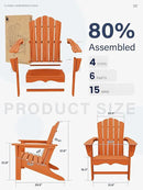 KINGYES HDPE Adirondack Chair Chair Set of 2, Classic All-Weather Adirondack Chair, Orange