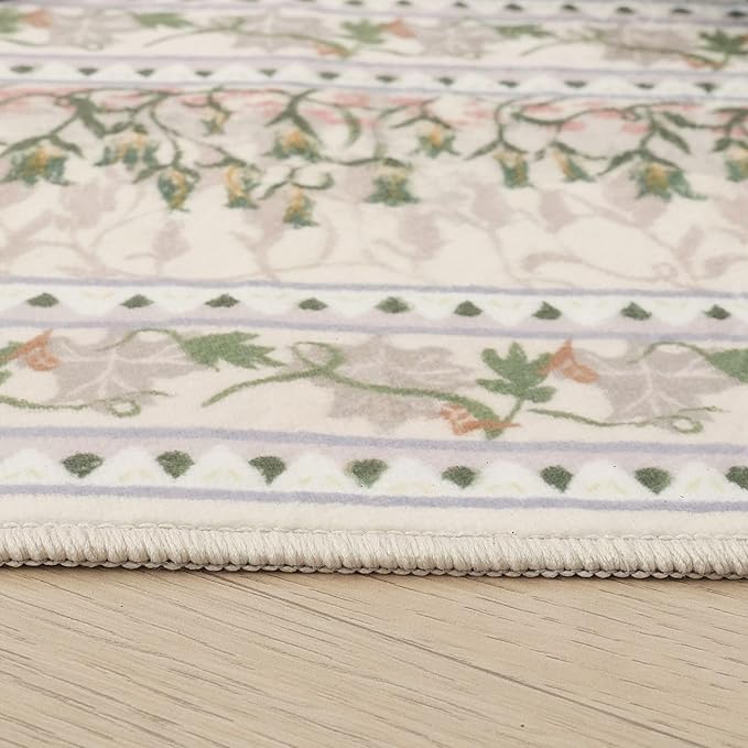 Runner Rug Impressionist-Style Vintage Kitchen Rugs Non Slip Washable Soft Carpet Runner for Kitchen Laundry Bedroom Bathroom, Beige by TinyTreasures Baby Boutique