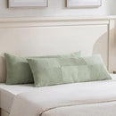 Fancy Homi Set of 2 Sage Green Boho Long Lumbar Body Decorative Throw Pillow Cover 14x36 Inch for Bed Couch Bedroom Bench, Soft Patchwork Corduroy Textured Pillow Case, Rustic Farmhouse Room Décor by CozyNest Decor