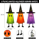 DAZONGE Halloween Decorations Outdoor, 3 Packs Hanging Ghost Halloween Decor with String Lights Battery Operated, Ghost Decor with with Hat for Home Yard Porch by CozyNest Decor