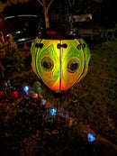 2PCS Solar Hot Air Balloon Lanterns with Flame with Shepherd's Hooks, Glass Hanging Flickering Lights Outdoor Waterproof for Garden Tree Yard Patio Mother's Day Gift, 18" H Peacock Green by GreenHaven Gardens