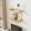 24" Floating Shelves for Wall, 12" Deep Slim Oak Floating Shelves, Wall-Mounted Shelves for Bedroom, Living Room, Kitchen, Bathroom - Set of 2 by CozyNest Decor