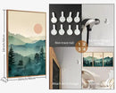 SIGNINART Large Boho Mountain Framed Canvas Wall Art Set, Nature Pine Tree Wall Painting, Abstract Foggy Forest Wall Decor, Modern Sunrise Art Prints for Bedroom Living Room and Office - 16"x24"x3 by CozyNest Decor