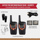 Cobra ACXT345 Weather-Resistant Walkie Talkies & Compatible Cobra Surveillance Headset - Rechargeable, 22 Channels, Long-Range, 2 Two-Way Radios, 2 Headsets, Black/Orange by TinyTreasures Baby Boutique