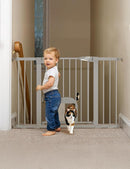 Babelio 29-48" Extra Wide Baby Gate with Adjustable Cat Door,Easy Install Pressure/Hardware Mounted,Auto Close Pet door for Stairs,House,Doorways,Effortless Walk Thru,Gray by TinyTreasures Baby Boutique