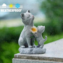Solar Cat Garden Statue Outdoor Decor - Mother & Kitten Figurines with Flower LED Light, Outside Yard Art Patio Balcony Lawn Ornament, Unique Gifts for Cat Lover by CozyNest Decor