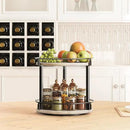 Lazy Susan Organizer, Rotating Spice Rack, 2 Tier Spice Turntable Organizer, Industrial Turntable Spice Holder, for Kitchen Countertop and Cabinet, Compact and Versatile, Greige SR22BG by CozyNest Decor