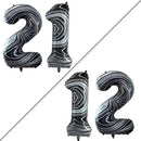 GOER Number 12 Balloons for 12th Birthday Sweet 12 Party Decorations,42 Inch Jumbo Foil Helium 21 Balloons for 21st Birthday Party Decoration (Marble Black) by TinyTreasures Baby Boutique