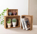 Set of 3 Nesting Wooden Crates, Rustic Wooden Storage Container Boxes with Cutout Handles, Decorative Farmhouse Wood Baskets for Display (Natural) by CozyNest Decor