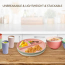 greenandlife 9 Inch (4PCS) Unbreakable Divided Plates for Kids Adults, Dishwasher & Microwave Safe Compartment Plate, Lightweight Reusable Plastic Portion Control Plates, BPA Free and Healthy by CozyNest Decor
