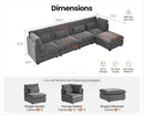 Oversized Modular Sofa, Extra Deep Cloud Chenille Sectional Couch with Ottoman Chaise, Fluffy Chenille 5 Seater Sofa Bed for Living Room, Villa (L Shape 5 Seater, Chenille Grey) by CozyNest Decor