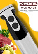 MegaWise Pro Titanium Reinforced 5-in-1 Immersion Hand Blender, Powerful 400W with 80% Sharper Blades, 12-Speed Corded Blender, Including 500ml Chopper, 600ml Beaker, Whisk and Milk Frother (Black) by TinyTreasures Baby Boutique
