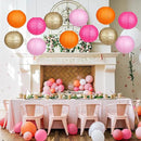 Paper Lanterns Pink Orange Gold Round Hanging Chinese Lanterns for Birthday Party Baby Shower Bridal Shower Decorations Pack of 12 by CozyNest Decor