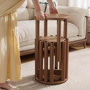 Stackable Stools Set of 4,4-in-1 Wood Stool,Round Wooden Stools with Anti-Slip Foot Pads for Kitchen,Bedroom,Living Room,Bar,No Assembly Required Durable and Space-Saving Design,18 inch (Walnut) by CozyNest Decor