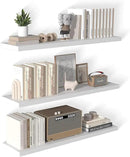 48 Inch Floating Shelf 3 Pack Large Floating Shelves for Wall No Drilling Accessories Included Deep Wall Shelves for Living Room Kitchen Farmhouse 48" W x 12" D x 1.2" White by CozyNest Decor