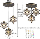 Glass Glam Chandelier Star Pendants Light Fixture Modern Elegant Ceiling Hanging Lights Included LED Warm Light Bulbs Oiled Bronze by CozyNest Decor