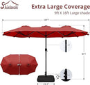Shintenchi 16FT Large Patio Umbrella with Base, Outdoor Double-Sided Rectangular Umbrella, Market Umbrella with Crank Handle for Poolside Lawn Garden, Red by GreenHaven Gardens