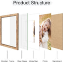 11x14 Picture Frame Set of 4, 11 x 14 Wood Photo Frames with Mat for 8x10, Natural Wooden Frame with Real Glass Cover for Wall and Tabletop Display,Brown by CozyNest Decor