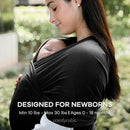 Comfy Cubs Baby Wrap Carrier - Soft & Secure Fit Cotton Blend Baby Carrier Newborn to Toddler - Hands-Free & Lightweight Infant Wrap - Adjustable, One Size Fits All Toddler Sling - Black by TinyTreasures Baby Boutique