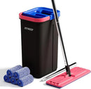 JOYMOOP Mop and Bucket Set for Home, Hands-Free Self-Cleaning System, with 5 Reusable Microfiber Mop Pads, Suitable for Floor Cleaning and Wall Cleaner - Black+Red+Slate Blue by CozyNest Decor