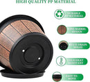 Quarut Large 4 Pack 14 inch Plant Pots,Whiskey Barrel Planters with Drainage Holes & Saucer,Plastic Decoration Flower Pots Retro Design,Planters for Outdoor Indoor Garden Balcony Plants (Brown) by GreenHaven Gardens